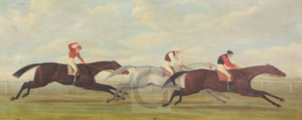 Follower of Henry Alken (1785-1851)oil on panel,Catherine beating Isaac and Lady le Gros, foaled