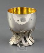 A modern silver goblet by Dennis Smith & Gareth Harris, stamped with the lettering "The Silver