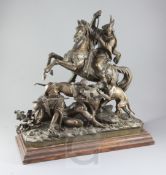 After Theodore Gechter (1796-1844). A late 19th century bronze group, Louis XI et Quentin Durward,