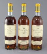 Three bottles of Chateau d'Yquem, 1976.