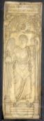 A 19th century composition replica of a 6th century ivory carving of Archangel Michael, inscribed (