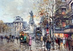 § Antoine Blanchard (1910-1988)pair of oils on canvas'Autumn in Paris' and 'Busy Street'signed,