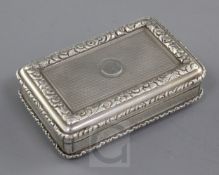 An early Victorian engine turned silver rectangular snuff box by Edward Edwards II, with engraved