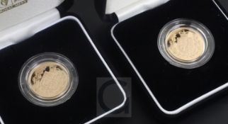Two cased 2002 Royal Mint gold proof sovereigns, no. 00436 & 12442/12500