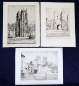 Edgar Holloway (1914-2008)three drypoint etchingsBeverley Minster, 1930, (M5 but differs) 250 x