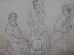 § Austin Osman Spare (1888-1956)pencil and orange pencil on thin wove paperThree robed figures7 x