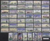 A folio album of cigarette cards on the theme of Naval History, mainly full sets, comprising: