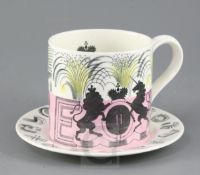 After Eric Ravilious (1903-1942) for Wedgwood. A Queen Elizabeth II Coronation commemorative mug,