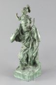 After Gilbert Bayes (1872-1953). A green patinated bronze of St Christopher This figure was inspired