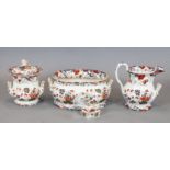 An English stone china part washstand set, c.1830, decorated in the Amherst Japan pattern, to