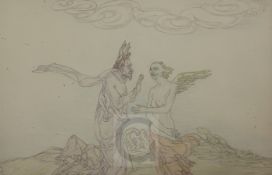 § Austin Osman Spare (1888-1956)pencil and coloured pencils on thin wove paperSatyric figure and