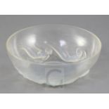 A Rene Lalique Ondines opalescent glass bowl, engraved mark R. LALIQUE FRANCE, 20.7cm