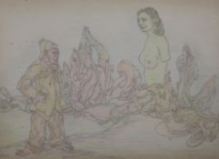 § Austin Osman Spare (1888-1956) Robed figure, a female torso and mutating forms