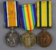 A World War I group of 3 medals to Gnr J.W.Banks, R.A. comprising BWM, Vict abd Territorial War