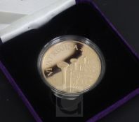 A cased Royal Mint 2006 Queen Elizabeth II 80th birthday gold proof crown, no. 1167/2750.