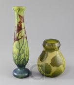 A De Latte cameo glass vase and a Legras cameo glass vase, early 20th century, the first vase