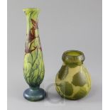 A De Latte cameo glass vase and a Legras cameo glass vase, early 20th century, the first vase