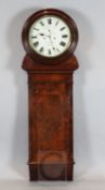 Scott & Son of Kendal. A William IV mahogany drop dial wall clock, with painted Roman dial, H.5ft