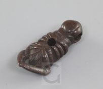 A Japanese hardwood netsuke of a lobster, 19th century, unsigned, 5.5cm