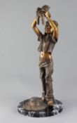 Desmond Fountain (Bermudan, b. 1946). A bronze figure of a young girl holding a teddy bear,