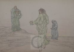 § Austin Osman Spare (1888-1956)pencil and coloured pencils on thin wove paperSatyric figures and