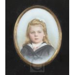 A portrait miniature painting on milk glass, c.1900-10, thought to be of German Royalty, the girl