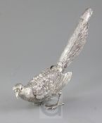 A German naturalistically cast 800 standard silver model of a standing magpie, Ludwig Neresheimer,