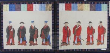 A Chinese concertina album of historical Chinese figures, late 19th / early 20th century, painted in