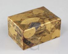 A fine Japanese multi-technique lacquer rectangular box, Meiji period, the exterior decorated with