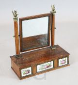 A French Restauration thuya wood and gilt metal mounted toilet mirror, inset with floral painted