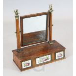 A French Restauration thuya wood and gilt metal mounted toilet mirror, inset with floral painted