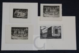 Edgar Holloway (1914-2008)wood engraving and three etchingsLlanthony Priory, 1948, 23/30, 75 x 125mm