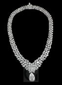 A Harry Winston platinum and diamond necklace with 17.91 carat diamond drop the pear shaped