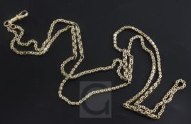 A 9ct gold fancy link half guard chain, 12.3 grams, 78cm.