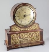 Ganthony of London. A Regency brass inset rosewood bracket timepiece, with drum shaped case and