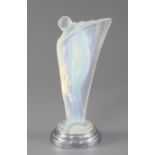 A rare Etling Art Deco opalescent glass figure of a semi-nude dancer, model no.50, moulded mark '