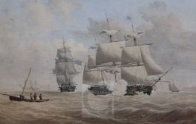 John Cantiloe Joy (1806-1866)watercolourA frigate firing a salute12.5 x 19.75in