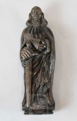 A 17th century carved oak figure of St. John the Evangelist with an eagle and a book, 15in.