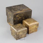 Three Japanese gilt and silver decorated lacquer boxes, late 19th / early 20th century, the