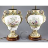 A pair of Minton Sevres style porcelain vases, c. 1860, each of inverted pear shape, painted with