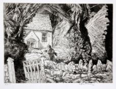 Edgar Holloway (1914-2008)five etchingsCapel-y-ffin (Church Gate and Yews) 1991, artist's proof,