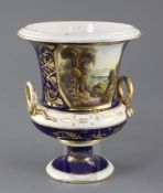 A Derby Campana shaped vase, c.1810, painted with a named view in Italy, within gilt borders and