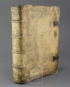 Erasmus, Desiderius (1466?-1536) - Adagiorum Chilides, folio, tooled vellum, brass clasps, an