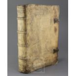 Erasmus, Desiderius (1466?-1536) - Adagiorum Chilides, folio, tooled vellum, brass clasps, an