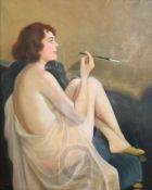 Jean Jannel (1894-)oil on canvasNude smoking a cigarettesigned32 x 26in.