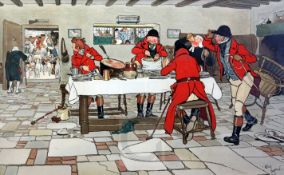 Cecil Aldin (1870-1935)set of 4 chromolithographs'Fallowfield Hunt - Breakfast at The Three