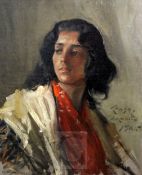 Spanish Schooloil on canvasPortrait of a young womanindistinctly signed and dated Madrid 190523.5