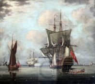 Early 19th century English Schooloil on canvasHMS Brittania in Portsmouth harbour16 x 18in.