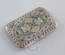 An early 20th century continental silver gilt and plique a jour enamel cigarette case with import