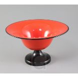 Attributed to Michael Powolny for Loetz. A red and black glass pedestal bowl, 1920s, diameter 22.